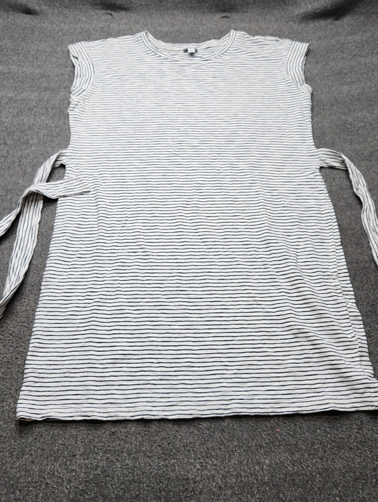 J. Crew Dresses & Skirts - J.Crew Striped Mini Dress Tie Waist Sleeveless Cotton White Navy L